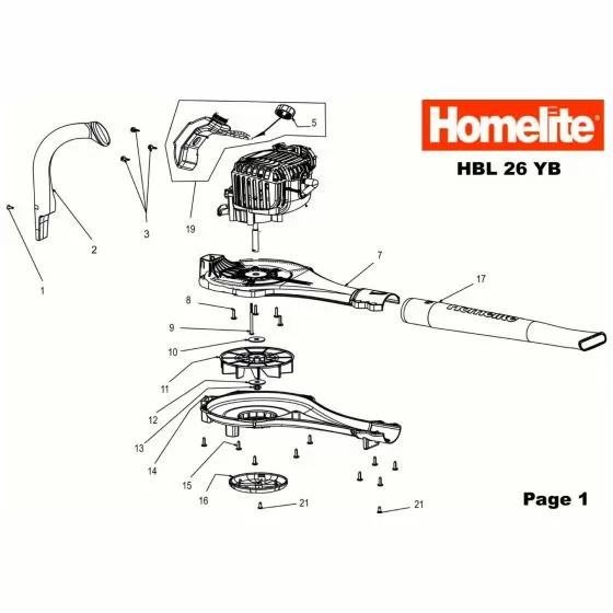 Homelite HBL26YB Spare Parts List Type: 5134000032