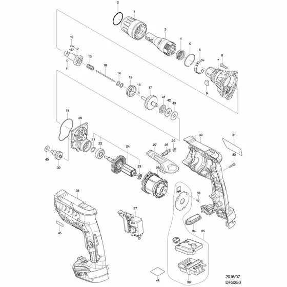 Buy A Makita DFS250 DFS250 SERIAL NO. LABEL DFS250 5B-450128-8 Spare Part and Fix Your Screwgun (Cordless) Today