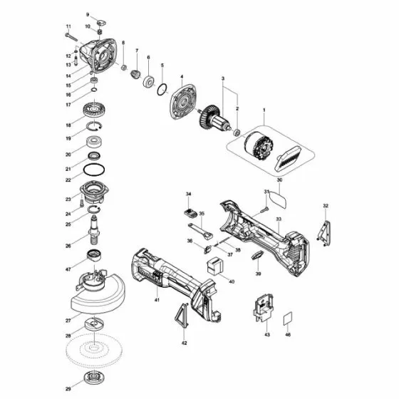 Buy A Makita DGA506 SWITCH 1246.3223 DJS160/DSC250 650579-7 Spare Part and Fix Your Angle Grinder (Cordless) Today