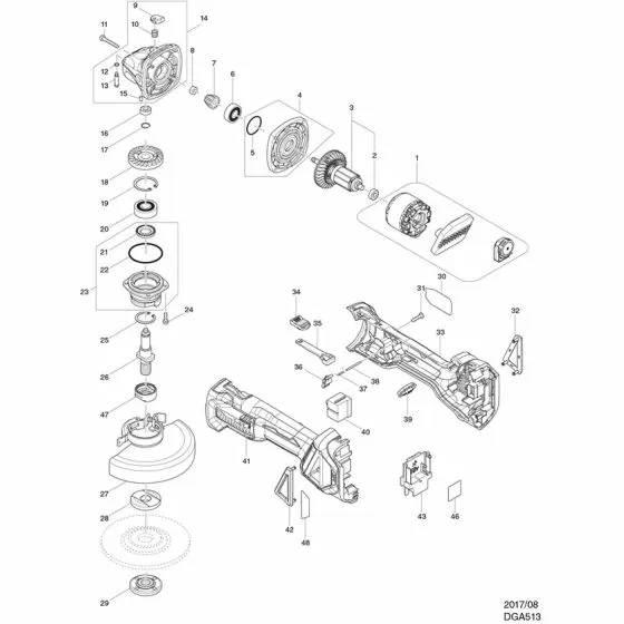 Buy A Makita DGA513 SWITCH 1246.3223 DJS160/DSC250 650579-7 Spare Part and Fix Your Angle Grinder (Cordless) Today