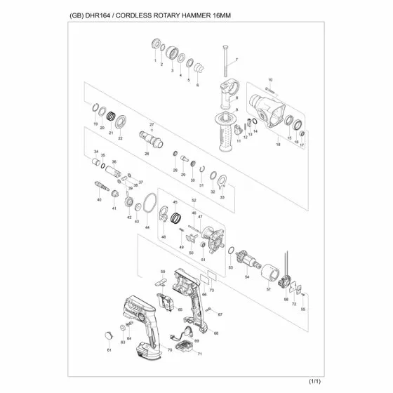 Buy A Makita DHR164 Spare part or Replacement part for Your Rotary & Demolition Hammers and Fix Your Machine Today