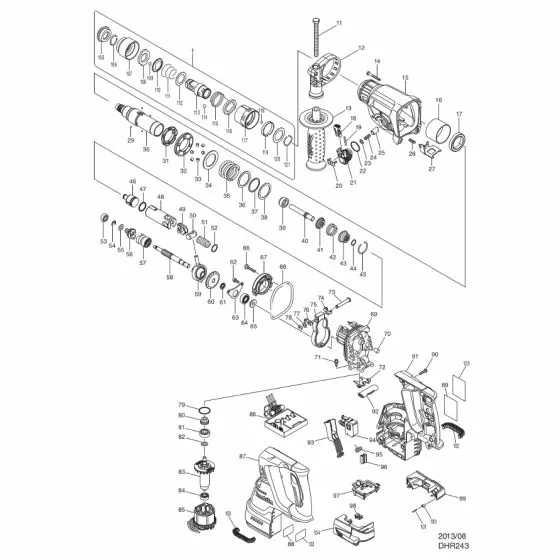 Buy A Makita DHR243 Spare part or Replacement part for Your Rotary & Demolition Hammers and Fix Your Machine Today