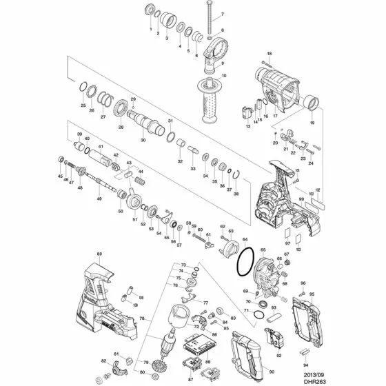 Buy A Makita DHR263 SWITCH DHR263/264 650721-0 Spare Part and Fix Your Rotary & Demolition Hammers Today