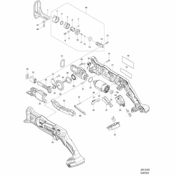 Buy A Makita DJR183 CAP HD SCREW M4X10 BHX2501 A-423475-0 Spare Part and Fix Your Reciprocating Saws Today