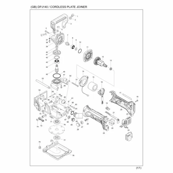 Buy A Makita DPJ140 ANGLE GUIDE ASSY BPJ140/BPJ180 123149-0 Spare Part and Fix Your Biscuit Jointer (Cordless) Today