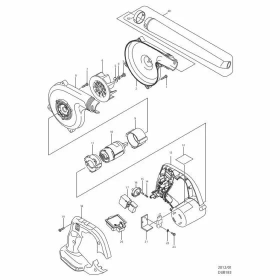 Makita DUB183Z Spare Parts List