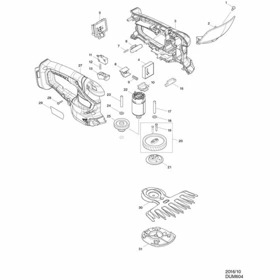 Makita DUM604 Spare Parts List