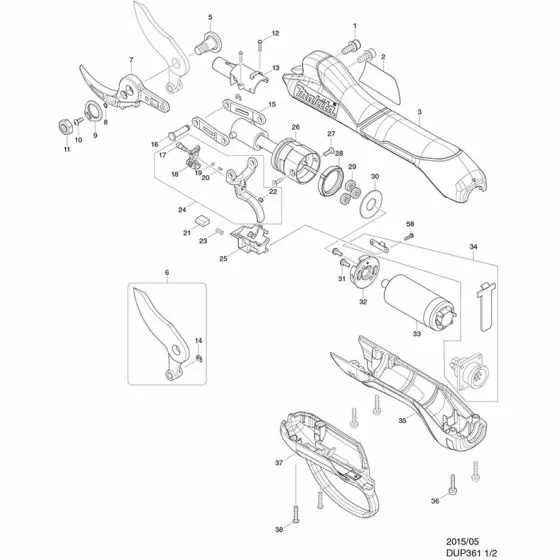 Makita DUP361 Spare Parts List