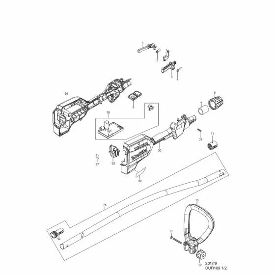 Buy A Makita DUR189 HEX HD SCREW M6X60 DUR141/181 921382-6 Spare Part and Fix Your Strimmer Today