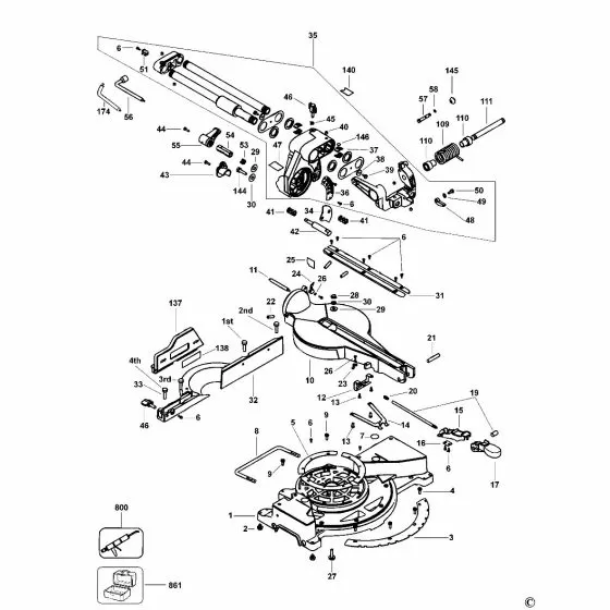 Dewalt DW017 Spare Parts List Type 1