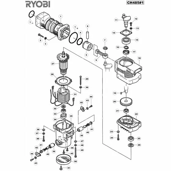 Ryobi CH485 Spare Parts List Type: 15133000294