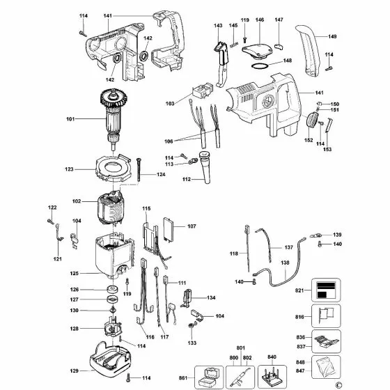 Dewalt D25763K Spare Parts List Type 1