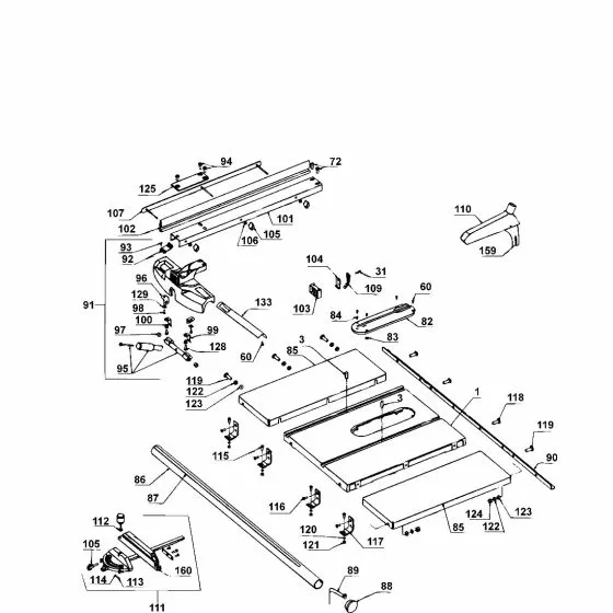 Dewalt DW746 Spare Parts List Type 1