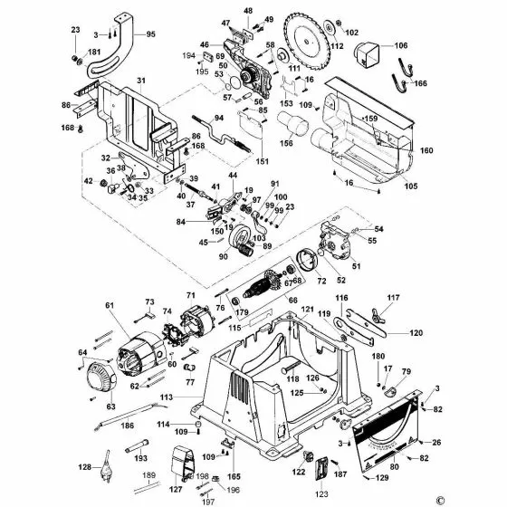 Dewalt DW744 Spare Parts List Type 1