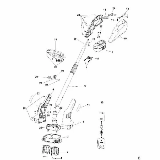 Black & Decker GXC1000 Spare Parts List Type: H1