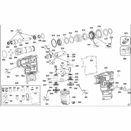 Dewalt D25712K Spare Parts List Type 1