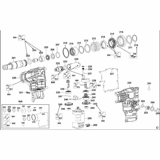 Dewalt D25721K Spare Parts List Type 1