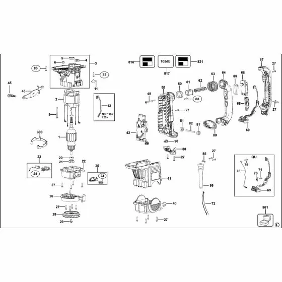 Dewalt DW558 Spare Parts List Type 3