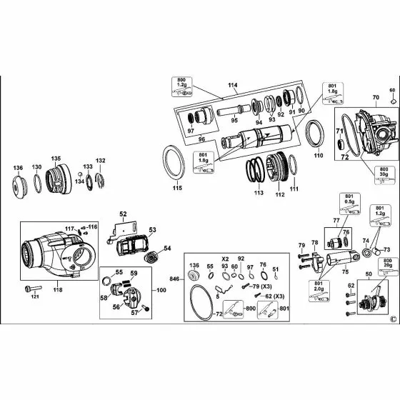 Dewalt D21620K Spare Parts List Type 1