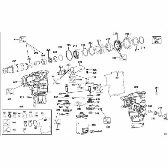 Dewalt D25700K Spare Parts List Type 1