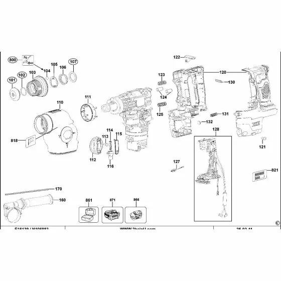 Dewalt D25730K Spare Parts List Type 2