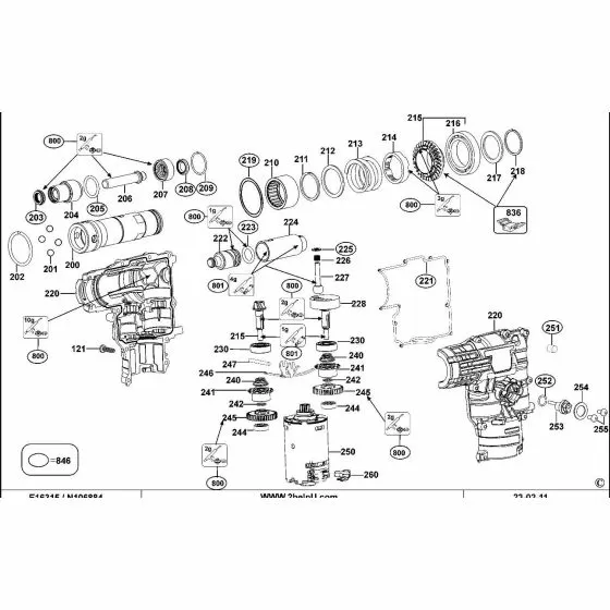 Dewalt D25762K Spare Parts List Type 1