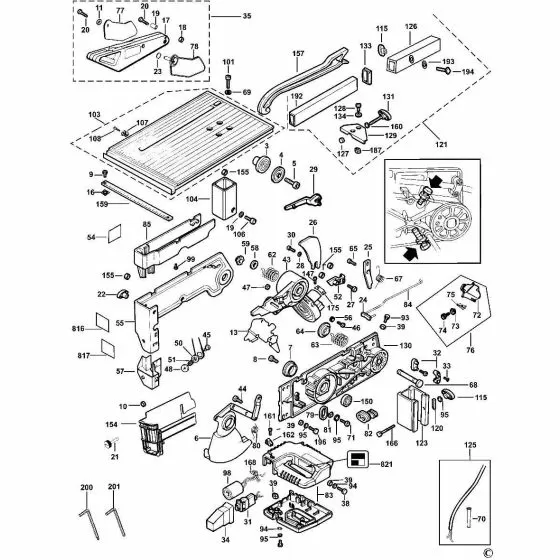 Dewalt DW709 Spare Parts List Type 2