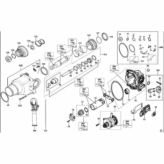 Dewalt D25870K SERVICE KIT 230V N082644 Spare Part Type 1