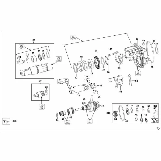 Dewalt D25012K Spare Parts List Type 1