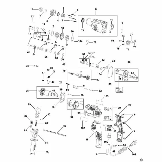 Stanley STHR263K Spare Parts List Type 1