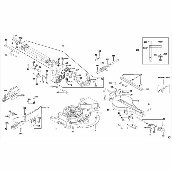 Dewalt DW711 Spare Parts List Type 1