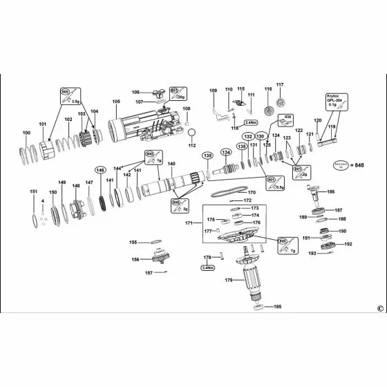 Dewalt D25940K Spare Parts List Type 1