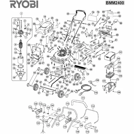 Buy A Ryobi BMM2400  Spare part or Replacement part for Your lawnmower and Fix Your Machine Today