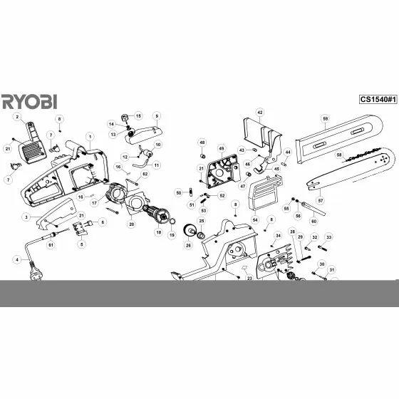 Buy A Ryobi CS1540  Spare part or Replacement part for Your Electric Chainsaw and Fix Your Machine Today