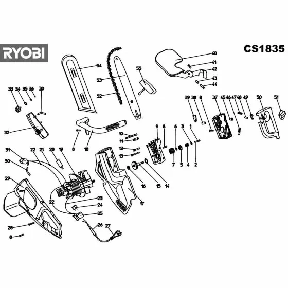 Buy A Ryobi CS1835  Spare part or Replacement part for Your Electric Chainsaw and Fix Your Machine Today