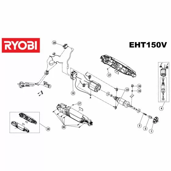 Ryobi EHT150V Spare Parts List