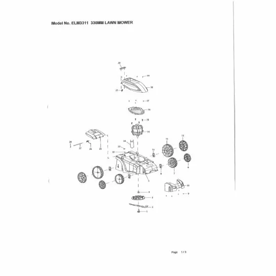 Makita ELM3311 Spare Parts List