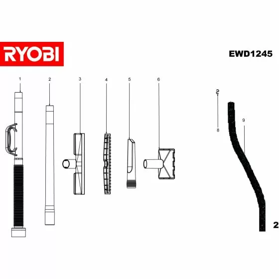 Ryobi EWD1245 Spare Parts List Type: 15133000242