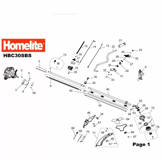 Homelite HBC30SBS Spare Parts List Type: 5134000008