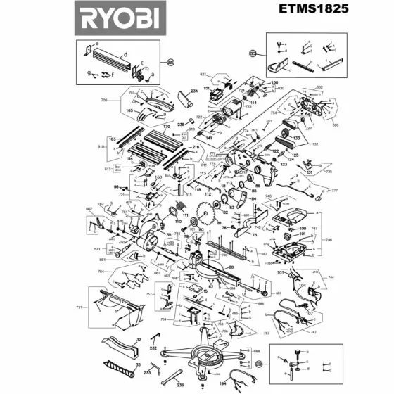 Ryobi ETMS1825 Spare Parts List Type: 5133000142