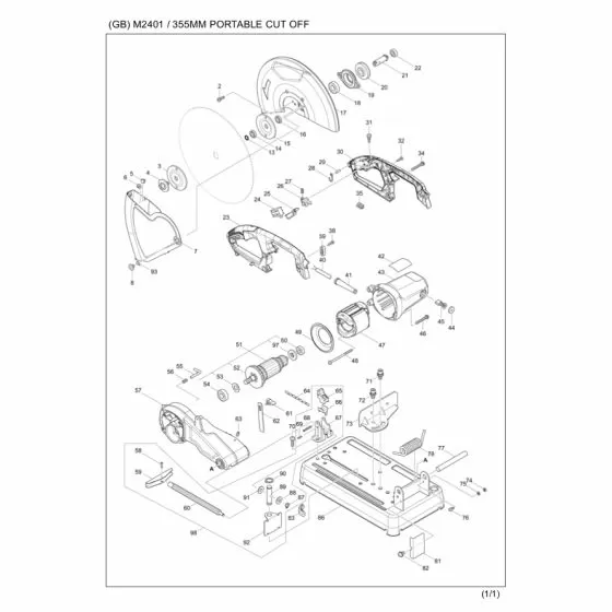 Buy A Makita M2401 Spare part or Replacement part for Your Metalworking Saw and Fix Your Machine Today