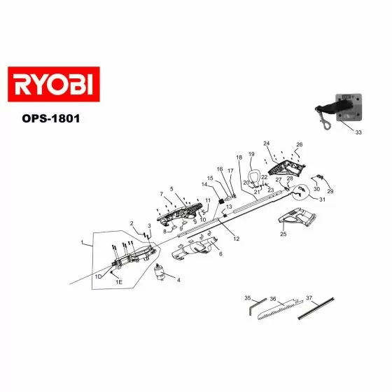 Buy A Ryobi OPS1801  Spare part or Replacement part for Your Pruner and Fix Your Machine Today