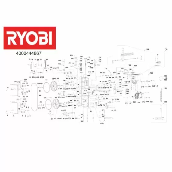 Ryobi RBS904 Spare Parts List Serial No: 4000444867