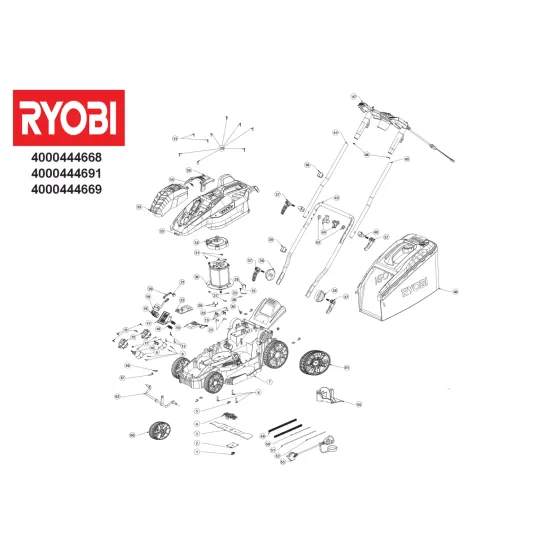 Ryobi RLM18X36H240 Spare Parts List Serial No: 4000444669