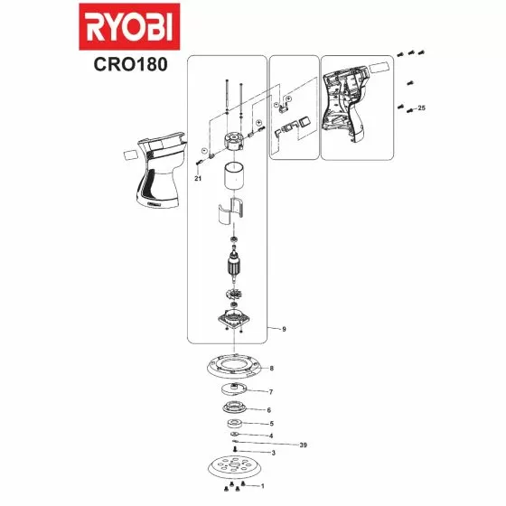 Ryobi CRO180MHG Spare Parts List Type: 5133000197