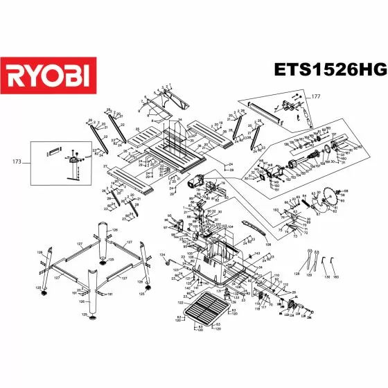 Ryobi ETS1526HG Spare Parts List Type: 5133000696