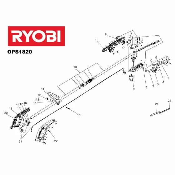 Ryobi OPS1820 Spare Parts List Type: 15133000008