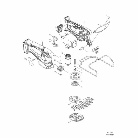 Makita UM165 Spare Parts List