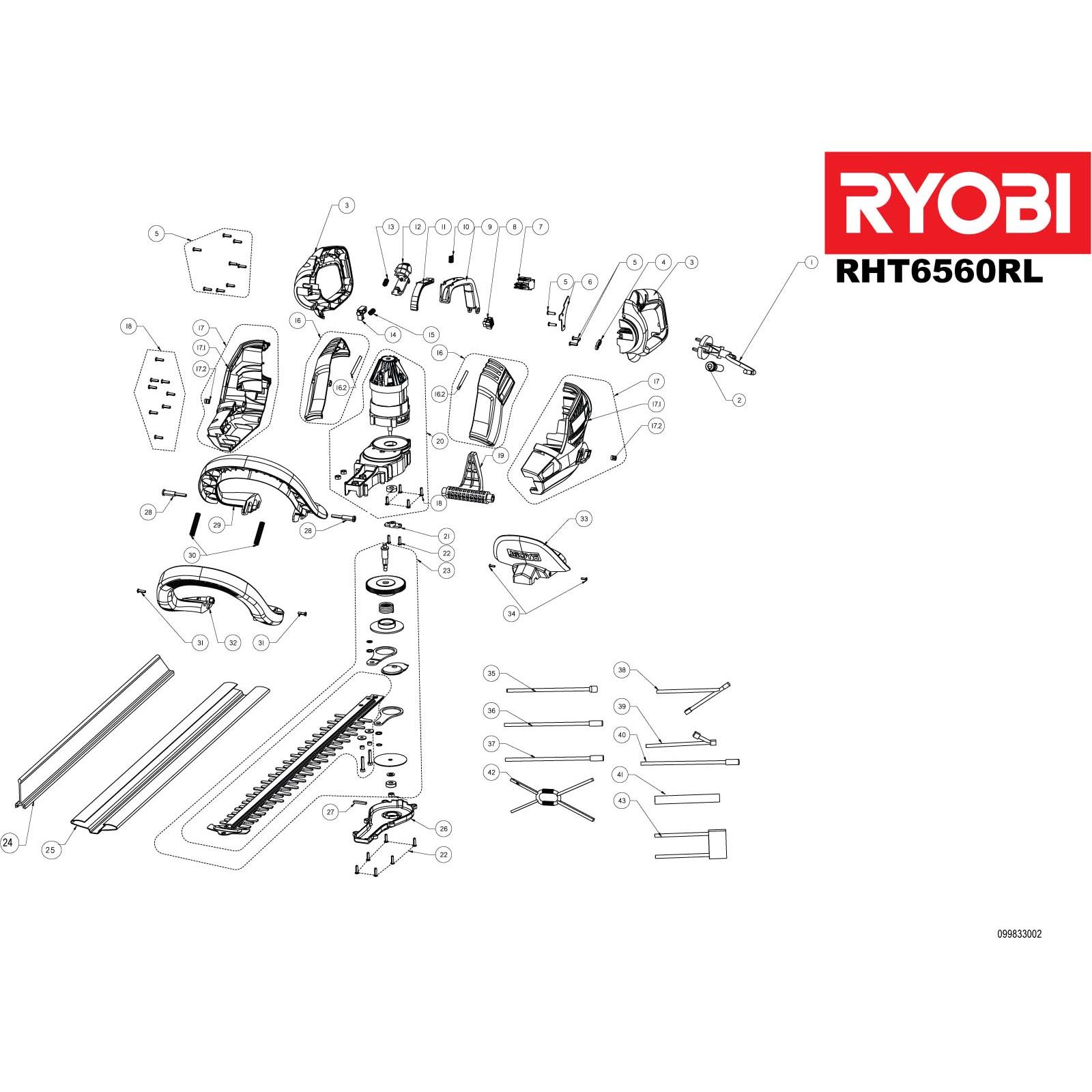 Buy A Ryobi Rht6560rl Spare Part Or Replacement Part For Your Hedge