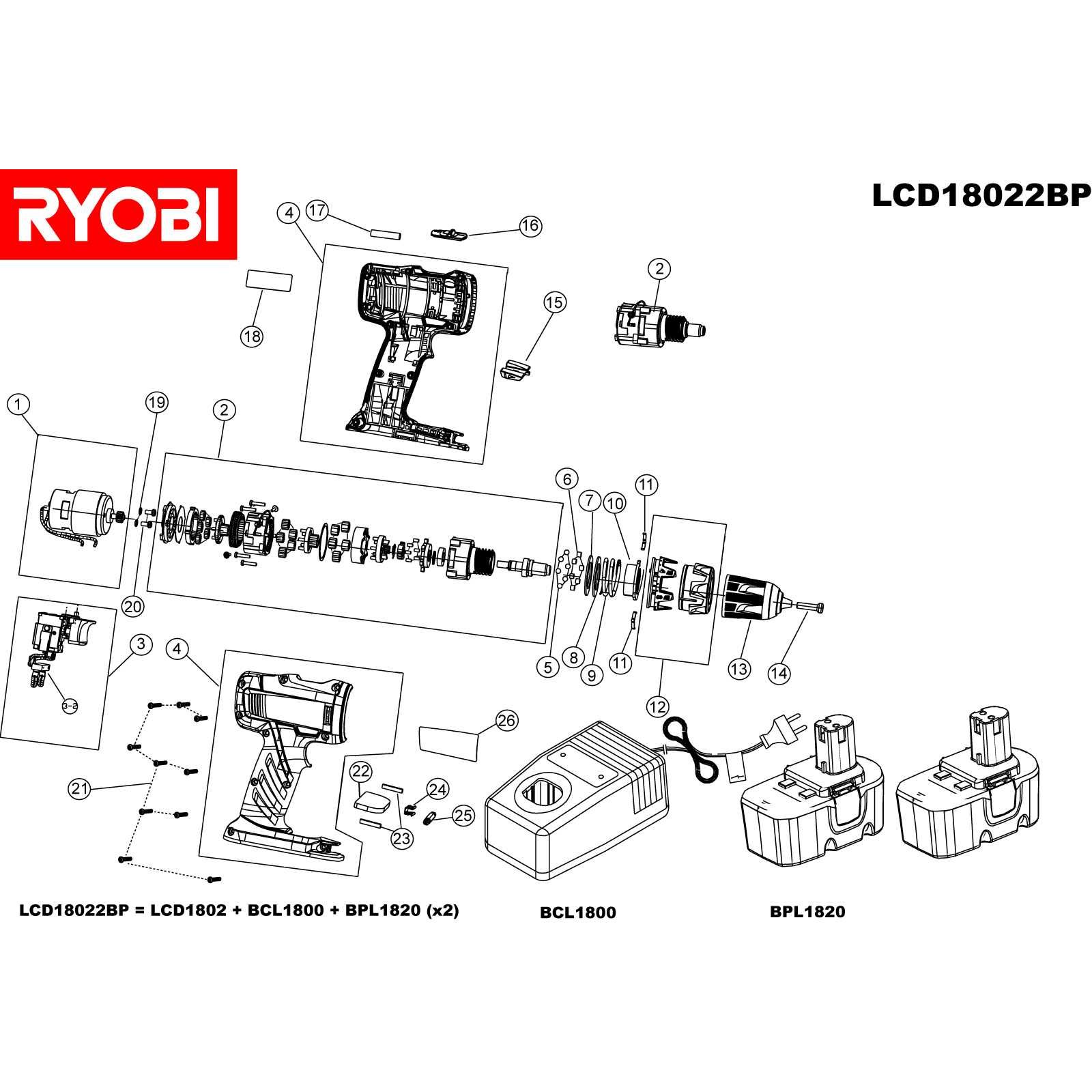 Ryobi CBL1802LBC Spare Parts